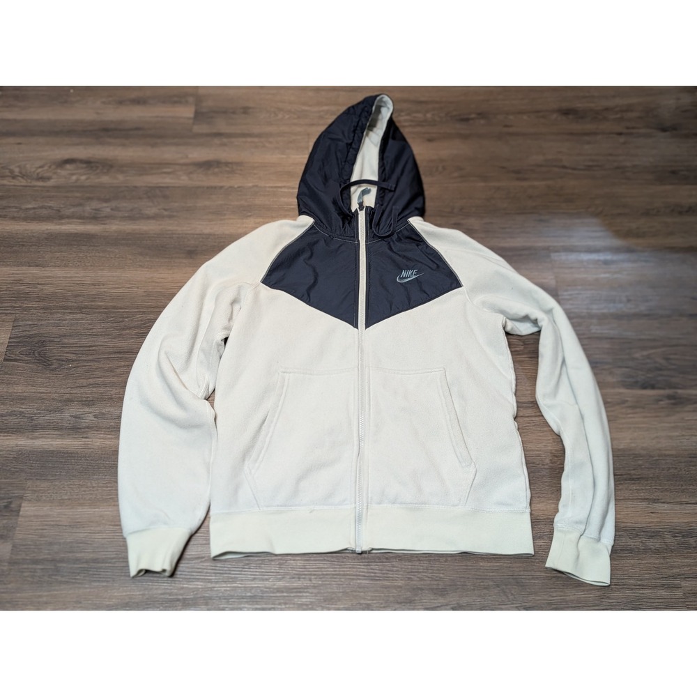 Nike Full Zip Hoodie Jacket Mens Small Fleece Gray Black Pullover Sweatshirt‎